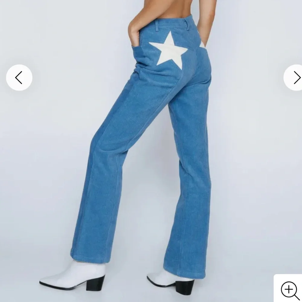 NastyGal Corduroy High Waisted Flared Star Bum Pants - Picture 5 of 6